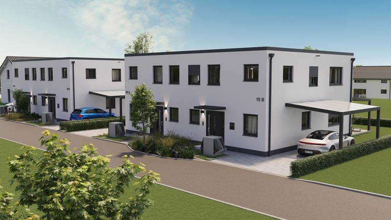 Doppelhaus MW 10a und b mit 200.000 € KfW-Darlehen ab 1,00 % p.a. – Rohbau fertiggestellt